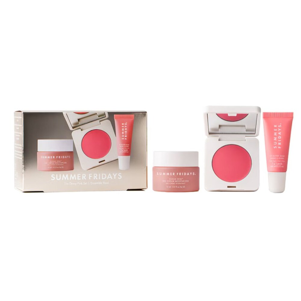 Summer Fridays The Dewy Pink Set, Moisturizer Blush Lip Butter Balm NEW
